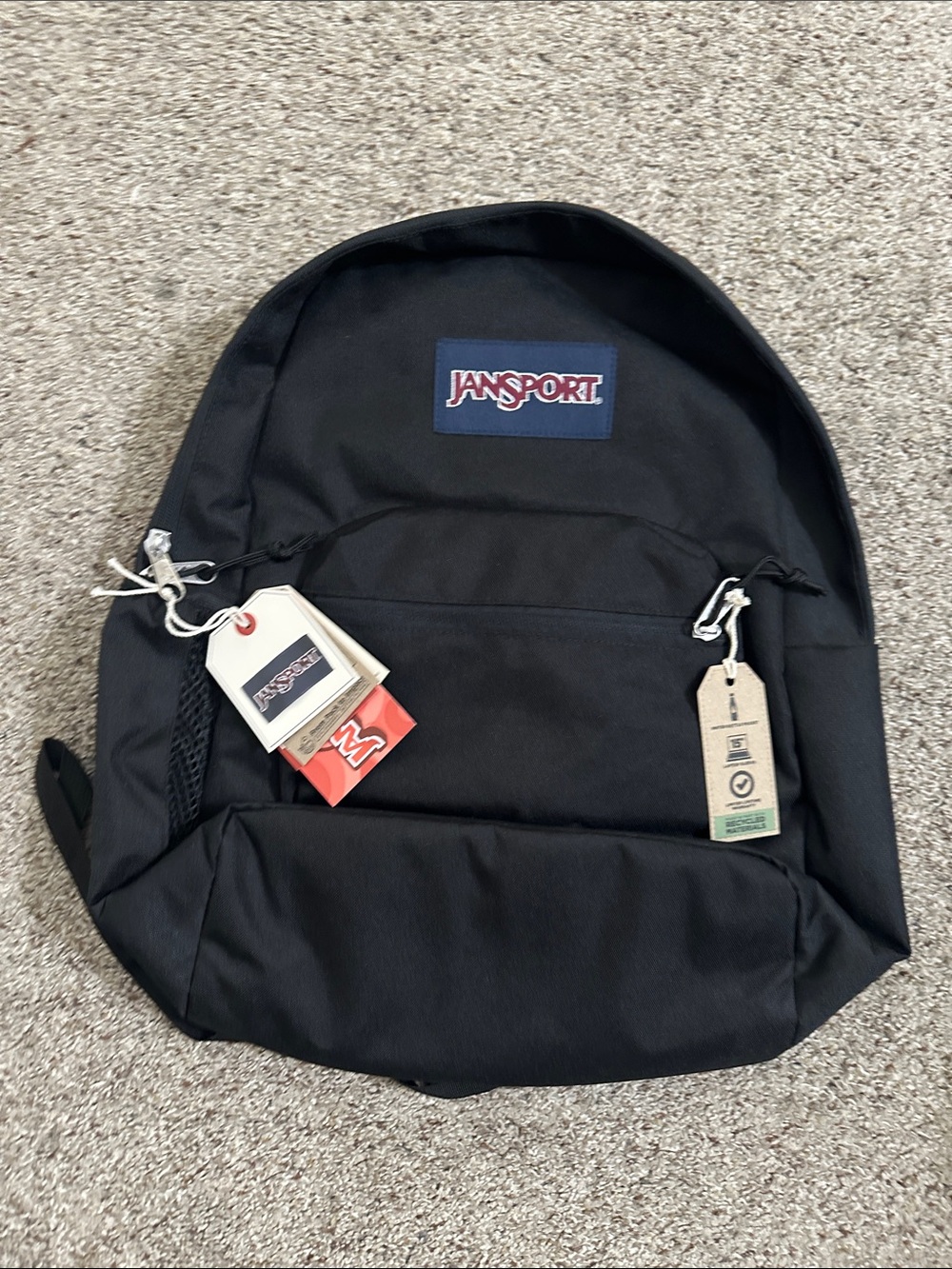 Jansport Black Everyday Backpack with Logo Patch - Picture 1 of 2